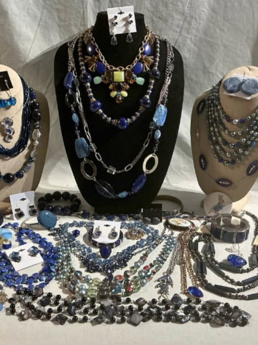 💎Curated Blue Statement Jewelry Collection | Vintage Glam Beaded & Artisan Lot